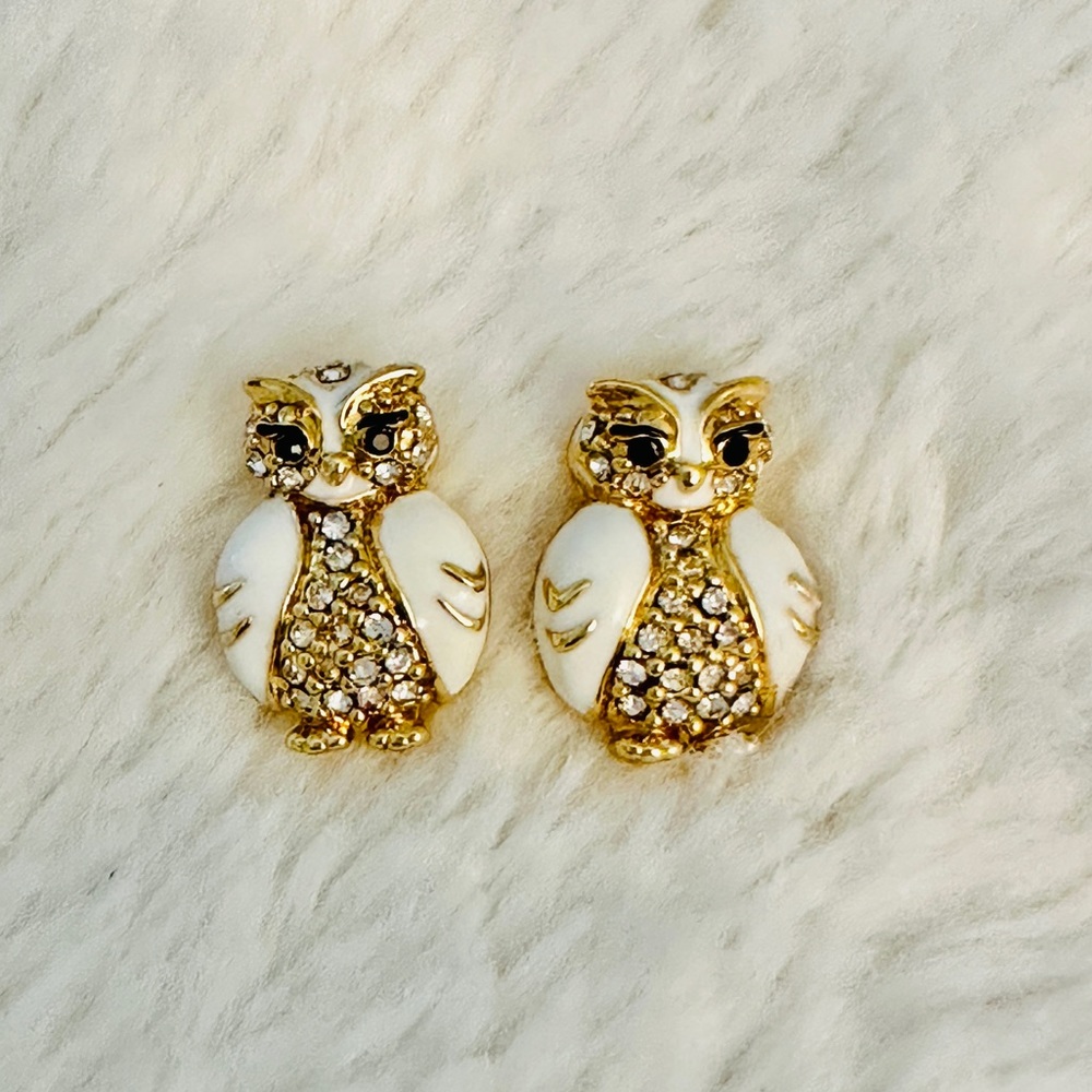 Kate Spade Gold Sparkle Owl Earrings